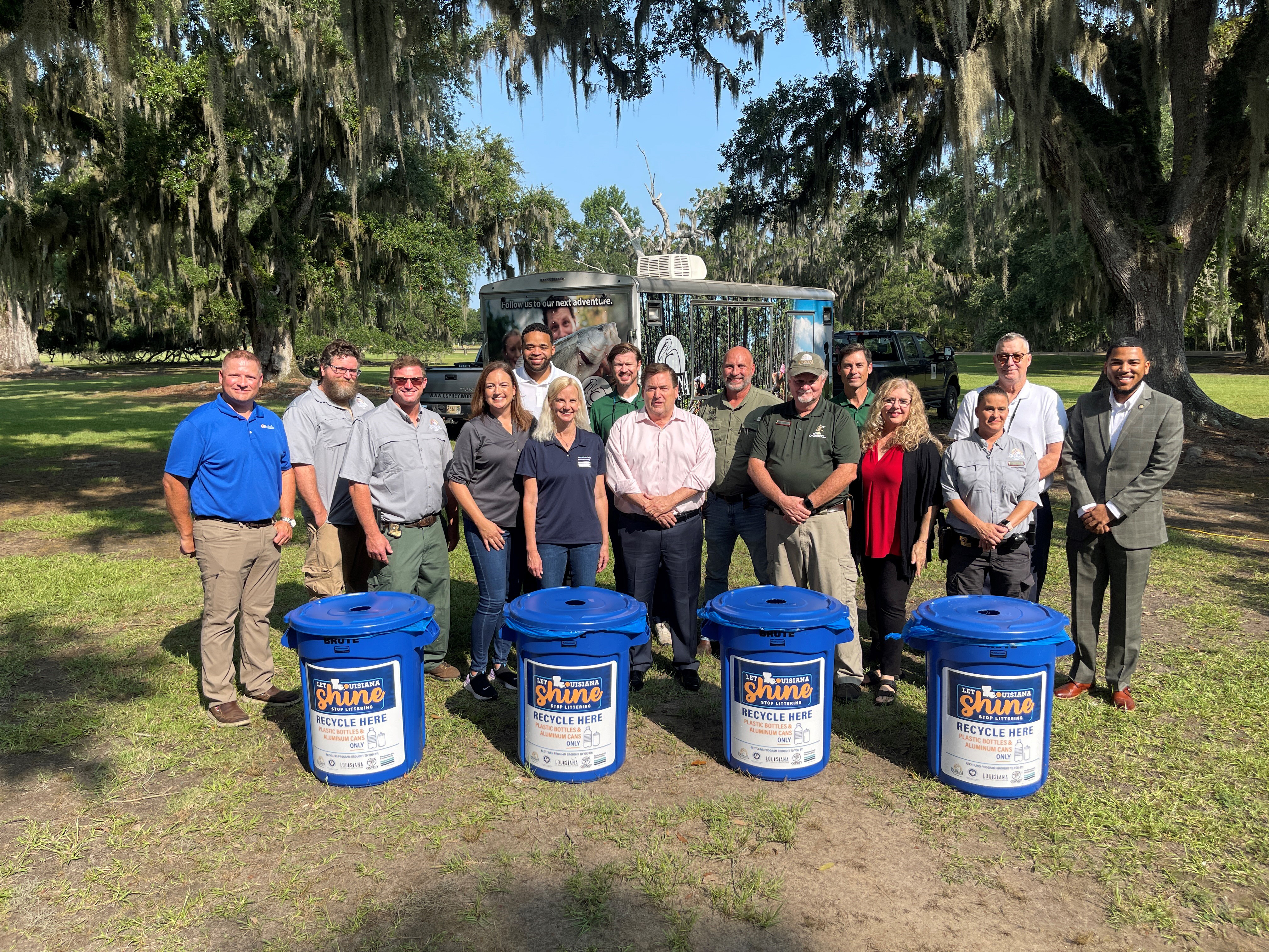 Recycling pilot program launch group photo