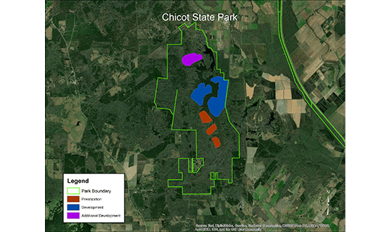 Aerial map image of Chicot State Park