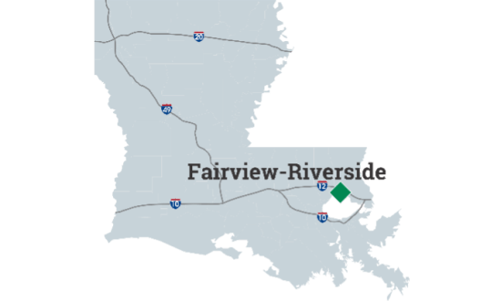 Map Image of Louisiana with Fairview-Riverside State Park Identified