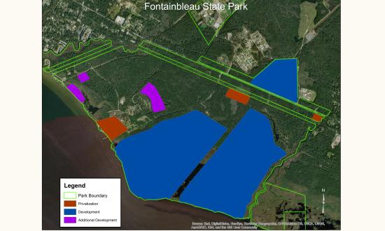 Aerial map image of Fontainebleau State Park
