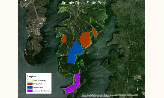 Aerial map image of Jimmie Davis State Park