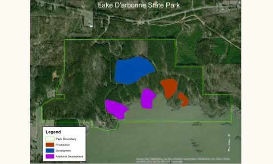 Aerial map image of Lake D'Arbonne State park