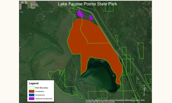 Lake-Fausse-Pointe-State-Park-Legend-Map Satellite 